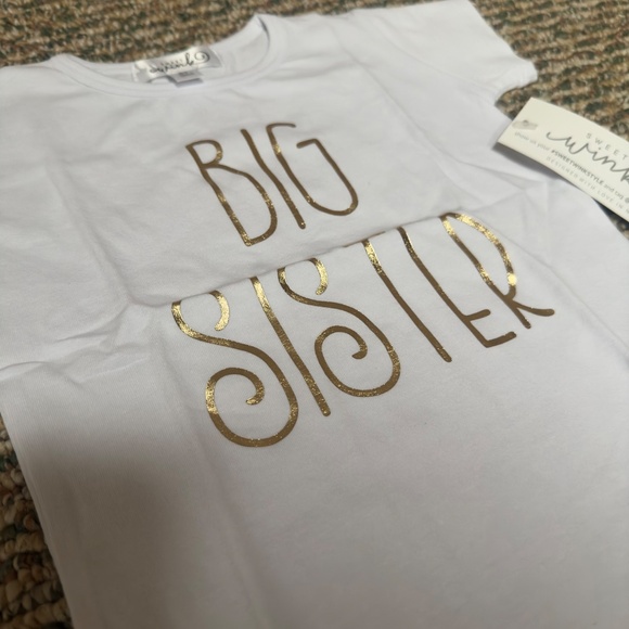 NEW Sweet Wink Big Sister White and Gold Short Sleeve Tee - 3T - Picture 2 of 2